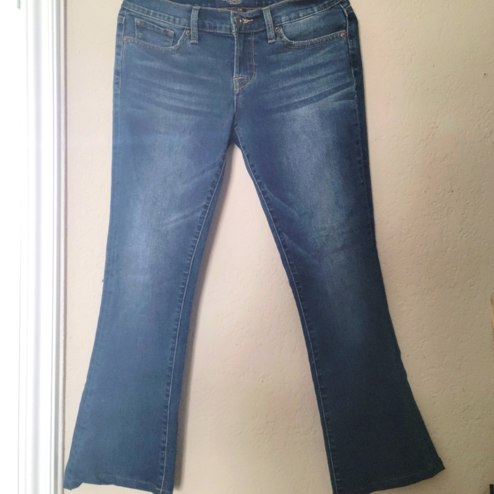 Lucky Brand wide leg boot cut denim pants.